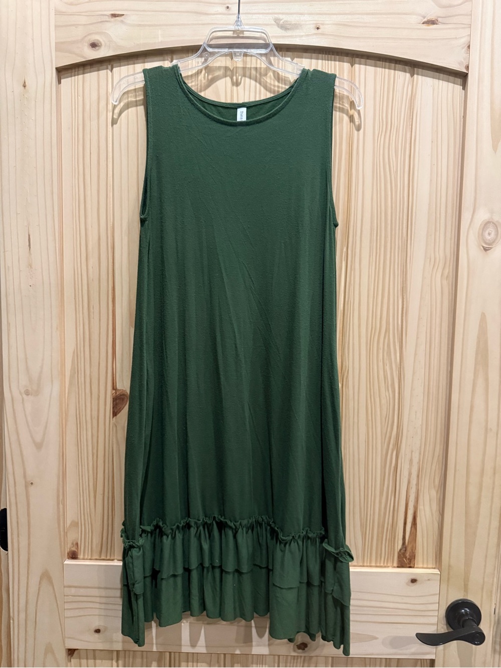 Women's Sleeveless Ruffle-Hem Swing Dress - Forest Green